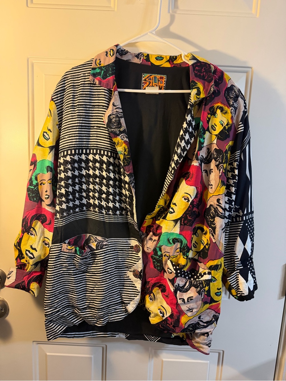 Vintage Sebatu Pop Art Beaded Blazer Jacket OS